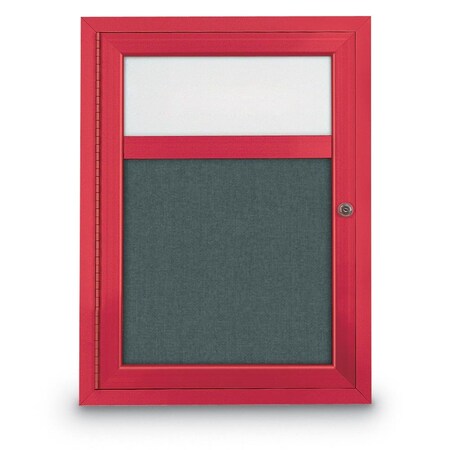 United Visual Products Slim Enclosed Corkboard, 30"x30", White Alum Frame/Pearl UVEB3030-WHITE-PEARL